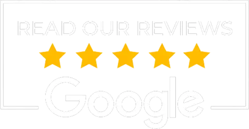 Image showing text "Read Our Reviews" and "Google" with five gold stars, implying positive feedback or high ratings.