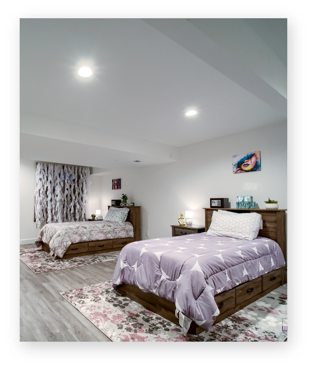 room with two single beds