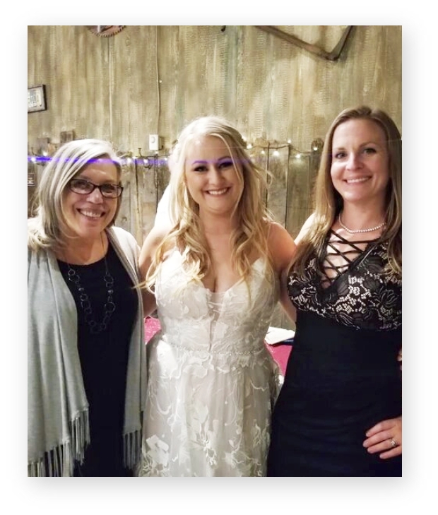 three women standing close to each other