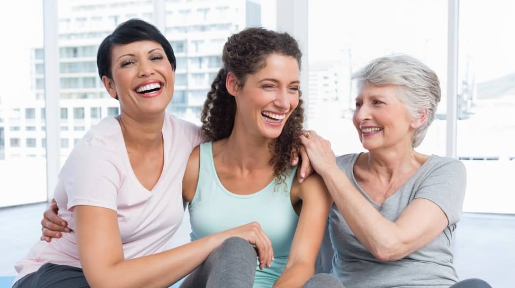 three laughing women